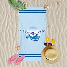 1pc Ultra Soft Swimming Pattern Beach Towel For Beach & Pool Party - Vacation Beach Accessory Beach Blanket Pool Towel - Multicolor - View 6
