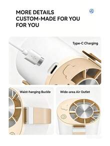 可攜式腰掛式冷卻風扇，戶外個人手持迷你USB充電風扇 - 掛腰風扇 - 查看 3