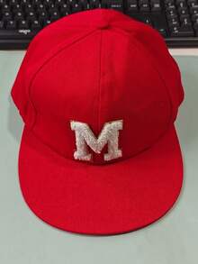 1pc Kids Letter Flat Brim Baseball Cap, Adjustable Hip-Hop Style Sun Hat, Unisex For Boys And Girls, 9-15 Years Old, Suitable For Outdoor Sports And Daily Wear - Red - View 7