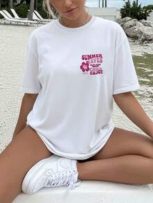 Women's Cotton T-Shirt With A Double Rock-Inspired Skull And Butterfly Print - 白色 - 查看 2