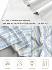 1 pièce, style d'été, imprimé rayé bleu clair et blanc, serviette de plage, grande serviette de plage, serviette de bain de plage rayée douce et absorbante, parfaite pour les voyages, les vacances, les serviettes de sports variés, les serviettes de bain de salle de bain, l'utilisation à la piscine et au camping, accessoire de voyage essentiel, matériau hautement absorbant - Multicolore - Voir 9