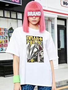 Women's Summer Casual Soft Round Neck Short Sleeve T-Shirt, Tops For Women, Tops For Going Out, Vintage, Gen Z, Tops, Curve, Y2K Clothes, Cotton, Italy, Greece, Ladies Tops, Cute Tops, Graphic T-Shirts, Spring Outfits, Street Style, Sporty Casual, Unisex Style, Urban Casual Style, Casual, Jersey, Baggy T-Shirts, Retro Streetwear, 90s Style, 2000s Style, Subculture, European Style,  Tops,  Tops, 90s Party Outfits. - White - View 1