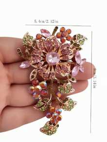Ghim cài hoa đính đá phong cách vintage cao cấp thanh lịch lãng mạn cho nữ, kẹp váy khăn choàng, phụ kiện trang sức tinh tế đa năng, lấp lánh thu hút tôn lên vẻ ngoài nữ tính, thiết kế nghệ thuật độc đáo sang trọng, phù hợp đi làm hàng ngày, quà tặng bạn thân dịu dàng quyến rũ cho đám cưới tiệc dạ hội, Giáng sinh, Ngày của Mẹ, Valentine, lễ tốt nghiệp, đạo cụ chụp ảnh, kẹp cố định chống lộ, phong cách sáng tạo cá tính viral - Hồng - Xem 3