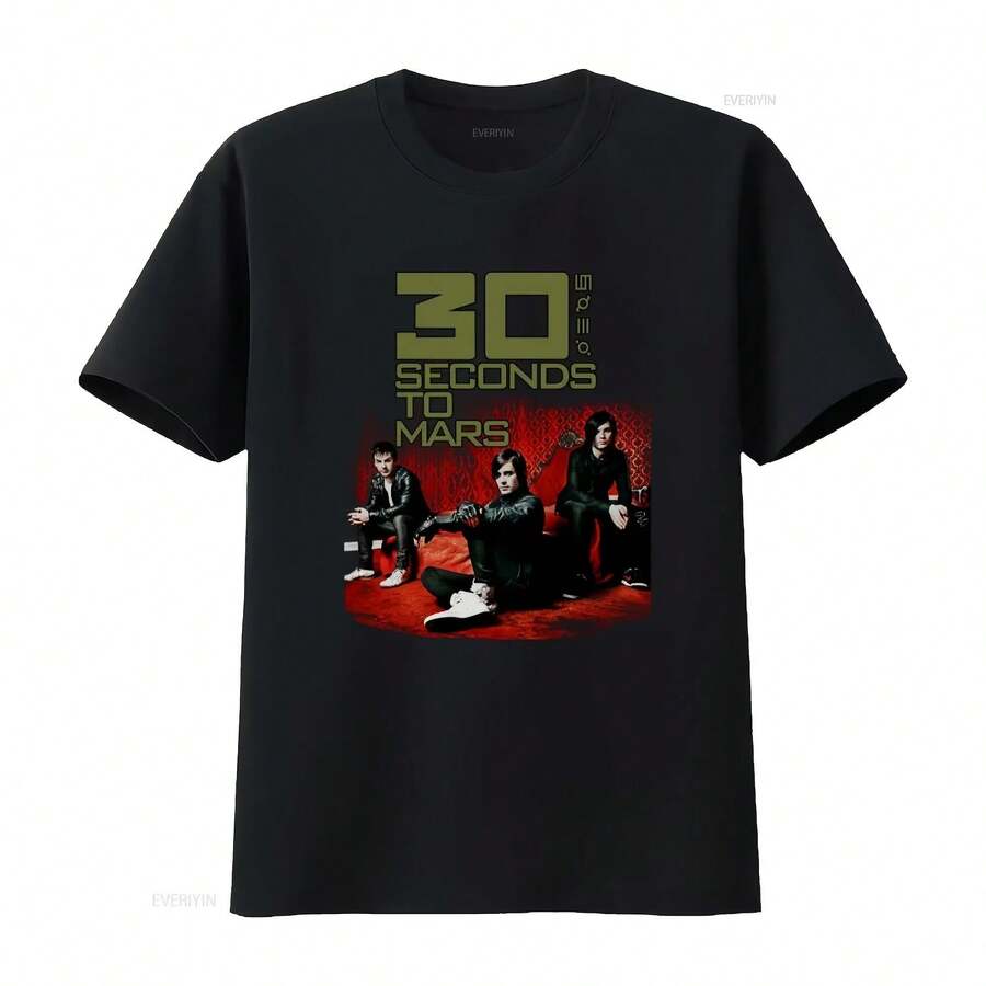 30 SECONDS TO MARS BAND A BEAUTIFUL LIE WORLD TOUR 2014 ROCK CONCERT GRAPHIC T SHIRT Vintage Washed - 黑色 - 查看 1