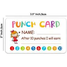 50pcs Cute Punch Cards With Hole Puncher - Motivational Behavior Incentive Reward System - Colorful, Durable, And Easy To Use - Greeting Cards - View 6