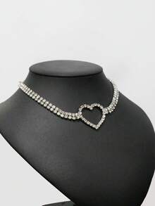 1 Stück sexy funkelndes Strass-Halsband Choker, Braut-Hochzeits-Bankett-Kleid Damen-Schmuck-Accessoire - Silber - Übersicht 4