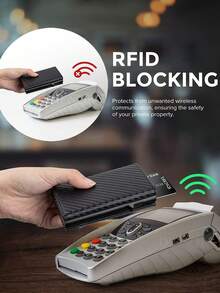 男士 RFID 智能錢包,彈出式金屬信用卡夾,零錢包,銀行卡夾,PU 皮超薄錢包 - 彩色 - 查看 8