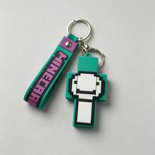 MINISO Minecraft Pixel Adventure Keychain, Colorful Game-Themed Pendant With Matte Finish, Multifunction Backpack Charm, Fashion-Forward Handbag Accessory, Travel-Ready Retro Cube Decoration - Style 1 - View 6