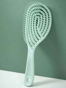 1pc Hollow Anti-Tangle Comb, Ergonomic Heat-Resistant Flexible Bristles, Fast Drying, No Snagging For Straight And Curly Hair, Green - Green - View 3