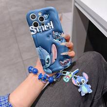 Disney Has Authorized, Phone Case - Chain Set, The Stitch Lilo & Stitch 3D Phone Case Plus A Silicone 3D Stitch Bracelet With Metallic Ring Removable Bracelet, Stitch And Angel Pattern, Compatible With Iphone17/16/15/14/13/12/11/XS/XR/X Plus Pro Max, A Stylish Cartoon Phone Case, The Perfect Gift Choice, Phone Protection, Durable Phone Cover, Great Gift For Friends And Family. - 白色 - 查看 2