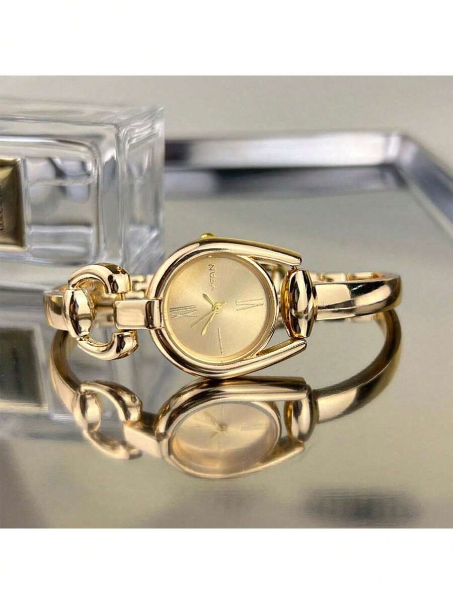 Women's Gold-Tone Roman Numeral Bangle Watch – An Exquisite, Affordable Luxury Accessory For Birthdays Or Graduation Gifts - Gold - View 1