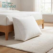 1pc Reading Pillow With Pocket, Triangular Wedge Bed Backrest Support Pillow, Premium Striped Design, Soft Lumbar Support Pillow, Suitable For Reading Or Watching TV - White - View 6