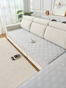 1件純色荷蘭絲絨紋理沙發墊，現代極簡沙發套，防污沙發套，四季通用，防滑，防塵，沙發保護，可機洗，易清潔，不易變形，不褪色，耐用，防刮，沙發翻新，沙發裝飾，提升氛圍，波希米亞風，1-4人座，L型沙發，沙發套，沙發套 - 淺灰色 - 查看 5
