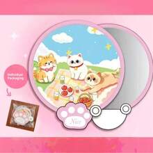1pc/5pcs/10pcs Cute Cartoon Folding Fan With Storage Bag, Manual Hand Fan, No Charging Needed, Portable Foldable Fan, Fan, Round Fan, Reflective Board - Cartoon Folding Fan - View 3