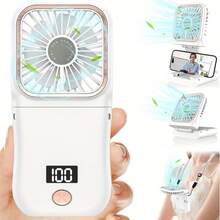 Mini ventilateur turbo portable à main, ventilateur personnel de voyage rechargeable par USB, ventilateur pliable 3-en-1 à main/cou/bureau, silencieux et rafraîchissant, convient pour la plage/les vacances/l'extérieur/la maison/le bureau - Multicolore - Voir 2