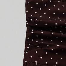 Vestido mini de línea A sin mangas con lazo en la cintura, estampado de lunares, marrón, tela texturizada, nuevo lanzamiento de verano, vestido de media longitud para resort de mujer, vestido de verano de mujer, vestido formal elegante de mujer, vestido casual de mujer, vestido de lunares de mujer, vestido elegante y encantador de mujer, vestido sin mangas de mujer, vestido de temporada de bodas de mujer, vestido de festival de música, atuendo de graduación, ropa casual y elegante para i AG - marrón - Ver 6