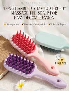 Silicone Scalp Scrubbing Brush Designed To Solve Incomplete Hair Cleansing And Nail Scratching, Soft Pointed Teeth Design Deeply Cleans Hair Roots Oil And Dandruff, Does Not Damage Scalp Or Scratch Nails, Massages Scalp During Hair Washing To Promote Circulation And Relieve Tension, Non-Slip Handle Easy To Grip, Waterproof Durable And Easy To Rinse, Dry And Wet Use, Hair Washing And Scalp Massage In One Step, Say Goodbye To Hygiene Risks Of Traditional Hair Washing, Easily Get A Refreshing Scalp, Multiple Colors Available, Essential Home Care Tool - Multicolor - View 7