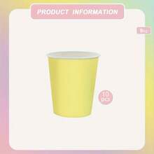 10/20/40pcs Macaron Color Palette Rainbow Solid Color 9oz Disposable Paper Cups, Soft Pink, Lavender Purple, Mint Green, Yellow Drinking Cups, Suitable For Baptism, Gender Reveal And Newborn Welcome Party Table Decor - View 11
