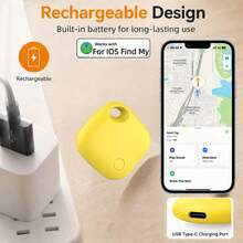 RSH 1 buah Tag Pelacak Pintar Bluetooth Isi Ulang, Bekerja dengan Apple Find My, Pencari Barang Anti-Hilang, Pelacak GPS Mini Pengisian USB-C untuk Kunci, Tas, Dompet, Koper, Kompatibel dengan iPhone atau iPad - Hitam - View 13