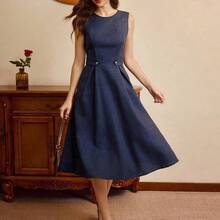 yonghongmaoyi1  Vestido elegante vintage para mujer con bolsillos y botones, vestido casual para ir y venir, vacaciones, ropa de invierno para mujer, atuendo de invierno para mujer, looks navideños, atuendo navideño para mujer, ropa navideña, ropa de Año Nuevo, atuendo de Año Nuevo, vestido de invierno para mujer, vestido de Año Nuevo, vestidos elegantes para mujer, vestidos formales para mujer - Verde militar - Ver 3