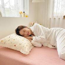 Juego de 2 fundas de almohada suaves, transpirables, amigables con la piel y duraderas, con borde exquisito, decoración del hogar minimalista, adecuado para todas las estaciones - Blanco - Ver 2