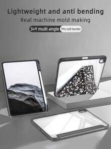 1件白色筆記本平板電腦保護殼，相容於 iPad Mini4/Mini5/Mini6/Air/Air2/9.7/10.2/10.5/Air4/Air5/10.9/Pro 11 吋/第10代/Air 11-In.(M2)-2024 型號，不含筆，內建筆槽，三折支架，壓克力多折，磁吸休眠/喚醒，翻蓋平板保護殼 - 彩色 - 查看 5