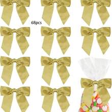 5/10/18/38/68 Pcs Satin Twist Tie Bows For Treat Bag Satin Ribbon Tie Bows For Tying Up Packages Present Bags Bakery Candy Bags Decorating Ribbon Bow Gift Wrap Bows - View 72