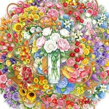 50Pcs New PET Transparent Flower Stickers Colorful Floral Decals Waterproof Decor For Fridge Bottle Daily Items - 50 PCS - View 11