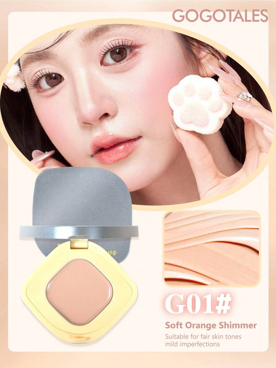 GOGO TALES GOGOTALES Solid Color Concealer, Matte Texture Suitable For Face, Covers Spots, Acne Marks, Dark Circles And Tear Troughs, Lightweight Texture Skin-Friendly, High Coverage Effect, Very Suitable For Beginners - G01# Soft Orange Shimmer - View 1
