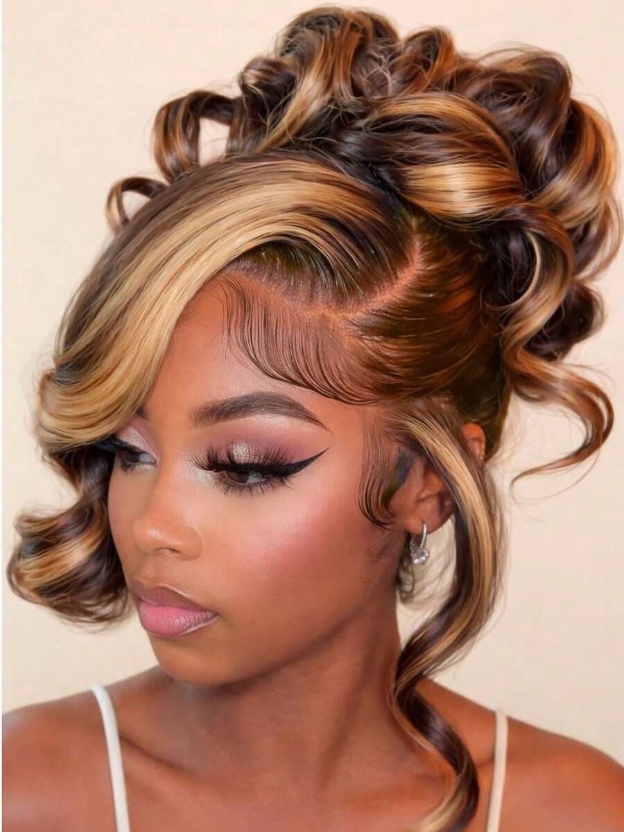 Highlight 360 Body Wave Lace Front Wigs Human Hair 250 Density Highlight Honey Blonde Wig Human Hair 4/27 Ombre Lace Front Wig 13x6 HD Human Hair For Women 360 Glueless Drawstring Wig Pre Plucked With Baby Hair - S4/27 - 查看 1