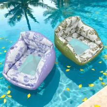 1pc Large Inflatable Water Sofa Tropical Style Seat Float With Cup Holder, Minimalist Design Pool Chair Float, Mood-Boosting Color Chair, Hammock, 3-In-1 Inflatable Pool Toy, Suitable For Pool Party, Lake, River, Ocean, Outdoor Use - Multicolor - View 5