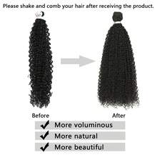 Extensão de Cabelo Sintético Jerry Curl Natural Encaracolado 28 Polegadas 1 Peça/100g, Longo, Preto, Resistente ao Calor, Ondas Encaracoladas para Mulheres, Uso Diário, Feriados, Festivais, Festas, Viagens e Halloween - Multicolorido - Visão 4