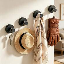 5pcs/8pcs/12pcs Modern Plastic Suction Cup Hooks, Wall-Mounted, Bathroom-Specific Suction Cup Clothes Hooks, Bathroom Towel Storage Tool, No-Drill Installation, Wall Hooks For Hanging Coats, Hats, Towels, Bathrobes, Wall-Mounted Hook Rack - Bathroom And Bedroom Essentials - Christmas Wreath Hooks - A - View 3