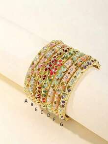 14K Gold Plated Fashionable Casual Versatile Commute Vintage Colorful Bracelet For Women - Yellow Gold - View 1