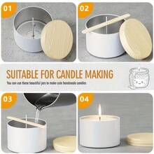 45 Stücke Pack DIY Kerzenherstellungs-Set, 8 weiße Kerzendosen mit Deckeln + Dochte/Dochtaufkleber/Dochthalter für Anfänger - Gerades Rohr - Übersicht 6