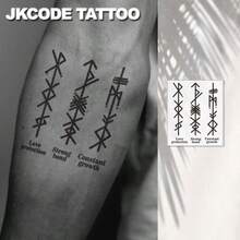 JKCODE TATTOO 2PCS Viking Waterproof Semi-Permanent Tattoos, [Old School Classic]Temporary Tattoos - Simple Designs - Men's Fashion Waterproof Semi-Permanent Tattoos For Neck Hand Finger - Halloween - View 7
