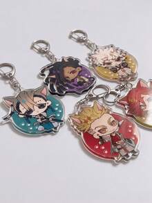 1/5pcs GACHIAKUTA Anime Character Acrylic Keychain, Cat Zanka Nijiku/Rudo/Enjin/Riyo/Jabber Japanese Text Bag Charm, Cute Keychain Accessory - Style B - View 4