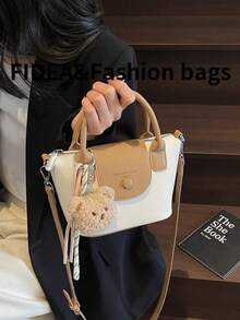 New Fashion Women's Handbag, Solid Color Minimalist PU Dumpling Bag With High-End Sense, Rope Pendant, Suitable For Dating, Shopping, Versatile & Exquisite - Beige - View 7