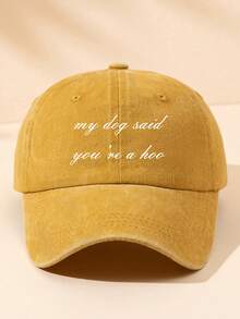 1pc Men's & Women's Spring/Summer/All-Season Sun Protection Black & Multi-Color "My Dog Said" Print Outdoor Casual Fashion Adjustable Size Washed Baseball Cap Dad Hat, Versatile Minimalist Style For Daily Wear, Fishing, Gift - A - View 17