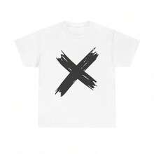 1 Piece Bold X Mark T-Shirt Grunge Punk Rock Rebellious Statement Aesthetic Minimal 180g 100% Cotton - 白色 4 - 查看 1