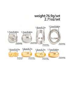 8pcs Bohemian Style Chunky Mixed Metal Rings, Stackable Gold And Silver Tone Personalized Rings, Suitable For Daily And Party Wear - Color Mixing - View 8