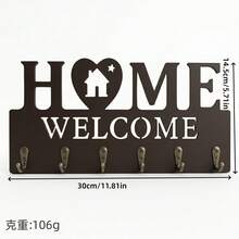 經典黑色 HOME 形狀門後衣帽掛鉤 2D 木製牆面收納掛牆鑰匙架 牆面裝飾 浴室收納 時尚現代派對居家裝飾 - 適用於客廳、臥室、走廊、辦公室及其他通用區域 - 黑色 - 查看 5
