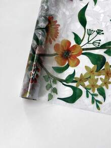 1 捲水彩花鳥窗貼膜，寬 44.5cm (17.5in)，靜電吸附免膠隱私玻璃貼紙，幻彩全息稜鏡效果，防 UV，可移除，附安裝工具，適用於居家、辦公室、學校、教室、宿舍 - 綠 - 查看 9