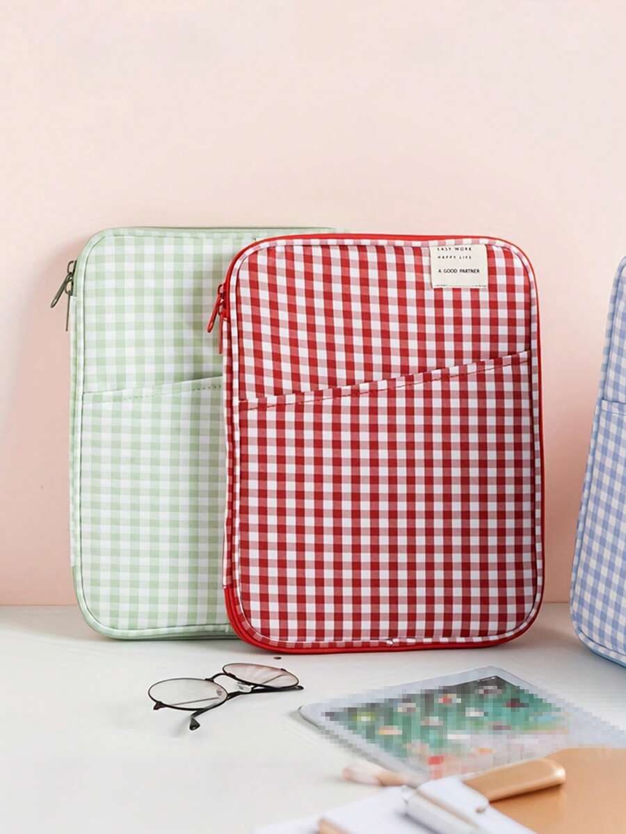 1 pieza Bolsa para tableta minimalista a cuadros, adecuada para portátiles de 13 pulgadas, un artículo esencial para usuarios de portátiles en movimiento - Ver 1