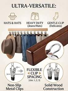 [12 Clips/1 Pack] Japanese Modern Minimalist Wooden Multi-Layer Pants Rack, Space-Saving Multi-Layer Wardrobe Storage Rack With Adjustable Non-Slip Clips, 360° Rotating Hooks, Wind-Resistant Drying Rack, Suitable For Skirts, Jeans, Shorts, Socks, Hats, College Dorm Essentials, Wardrobe Organizer, Outdoor Camping, Travel, Cruise, Multi-Functional Large Capacity Space-Saving Storage Rack, Strong Non-Slip Pants Clips, Wardrobe Organizer, Multi-Functional Hanging Pants Rack, Home Storage Organizer, Laundry Room Accessories, Strong Load-Bearing Clips, Anti-Fall, Bathroom, Apartment Essentials, Hanging Hooks, Clothes Rack - Multicolor - View 7