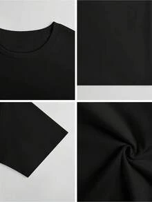 Women's Black And White Short-Sleeved T-Shirt, Round Neck T-Shirt, Printed T-Shirt With Design For Women, Breathable Urban Fashion Top, Casual Cut, Suitable For Daily Wear And As A Mother's Day Gift, Ideal For Spring And Summer. - 黑色 - 查看 4