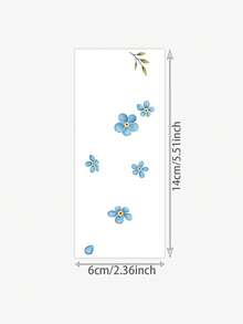 1pc Fresh And Simple Blue Ecru Forget-Me-Not Pattern Tattoo Sticker, Temporary Tattoo Sticker, Simulated Tattoo Design, Suitable For Travel, Music Festival, Games, Graduation Gifts, Lasts For 3-5 Days - Multicolor - View 6