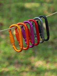5pcs/10pcs D-Shaped Aluminum Alloy Locking Carabiner Backpack Clip Keychain Water Bottle Clip Outdoor Quick Release Hook - Multicolor - View 5