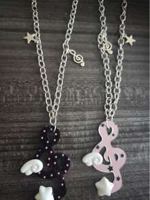 1pc 2026 New Cloud Star Wing Pendant Necklace, Multi-Color Metal Resin Y2K Fashion Necklace For Women & Men, Suitable For Daily Wear And Party - Note - View 2