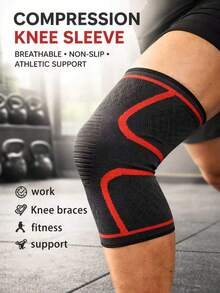 1pc Sports Compression Knee Sleeve, 3D Micro-Knit Breathable Knee Support Brace For Running, Gym Fitness, Weightlifting, Cycling, Joint Pain Relief, Elastic Non-Slip Knee Wrap Protective Gear For Men & Women - Multicolor - View 1